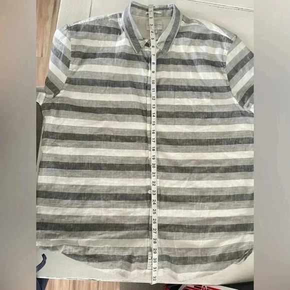 Lucky Brand Men’s Gray & White Striped Linen Shirt SZ XXL - Picture 8 of 8